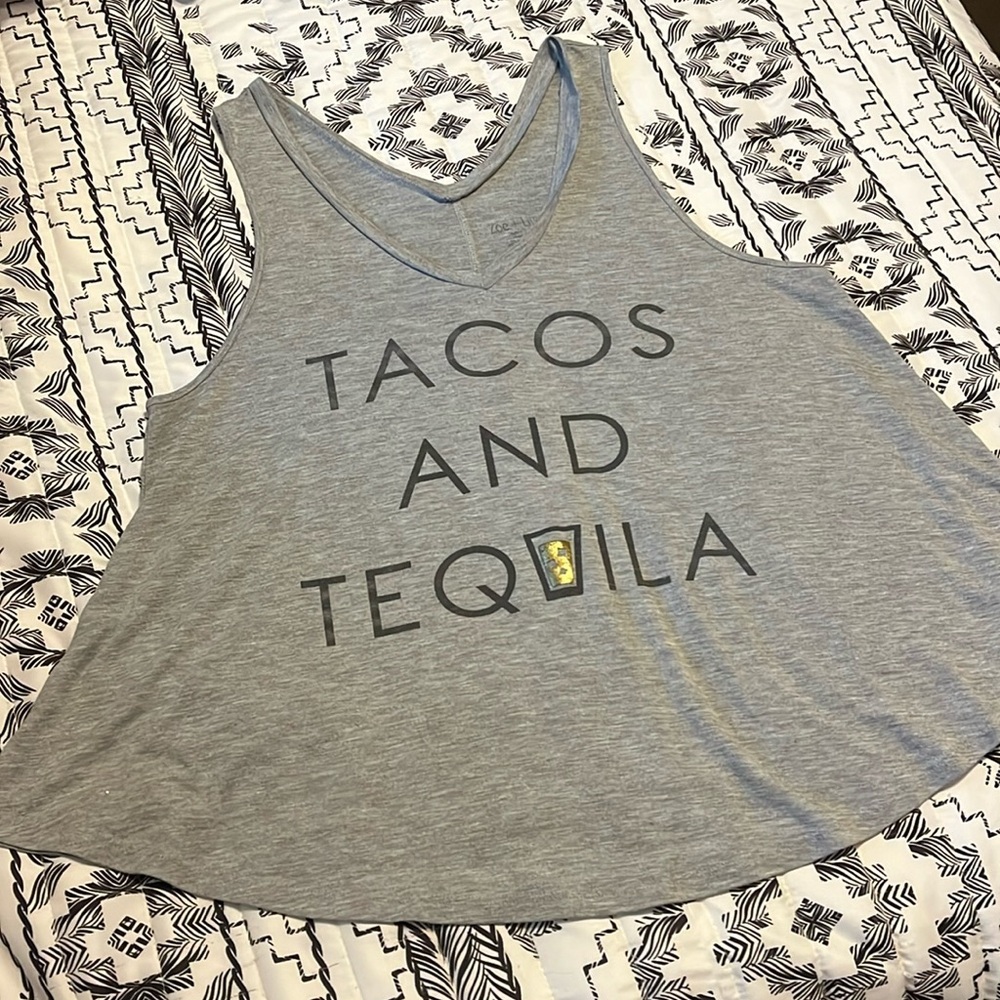 Zoe & Liv Tacos & Tequila Tank Top Size XL